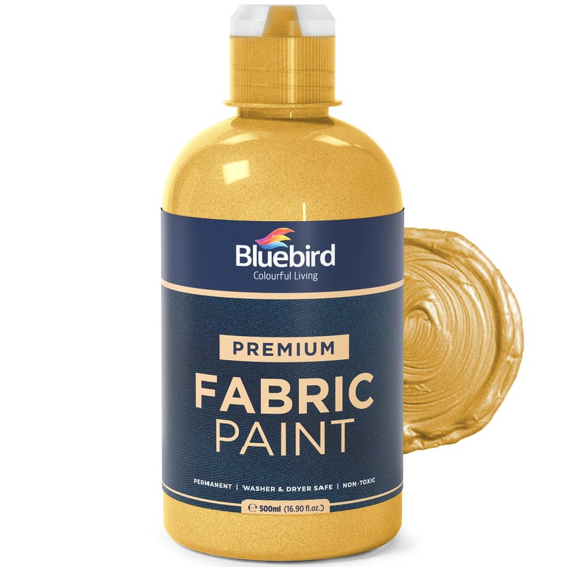 BLUEBIRD Fabric Paint, Light Gold, 16.9 Fl Oz, Permanent Fabric Paints for Clothes, Furniture Upholstery - Image 1